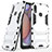 Coque Contour Silicone et Plastique Housse Etui Mat avec Support T02 pour Samsung Galaxy A10s Argent