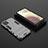 Coque Contour Silicone et Plastique Housse Etui Mat avec Support T04 pour Samsung Galaxy A12 Nacho Gris