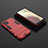 Coque Contour Silicone et Plastique Housse Etui Mat avec Support T04 pour Samsung Galaxy F12 Rouge