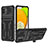Coque Contour Silicone et Plastique Housse Etui Mat avec Support YF1 pour Samsung Galaxy A03 Noir