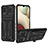 Coque Contour Silicone et Plastique Housse Etui Mat avec Support YF1 pour Samsung Galaxy A12 Nacho Noir