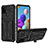 Coque Contour Silicone et Plastique Housse Etui Mat avec Support YF1 pour Samsung Galaxy A21s Noir