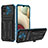 Coque Contour Silicone et Plastique Housse Etui Mat avec Support YF1 pour Samsung Galaxy F12 Bleu