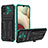 Coque Contour Silicone et Plastique Housse Etui Mat avec Support YF1 pour Samsung Galaxy F12 Vert