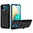 Coque Contour Silicone et Plastique Housse Etui Mat avec Support YF1 pour Samsung Galaxy M02 Bleu