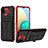 Coque Contour Silicone et Plastique Housse Etui Mat avec Support YF1 pour Samsung Galaxy M02 Rouge