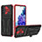 Coque Contour Silicone et Plastique Housse Etui Mat avec Support YF1 pour Samsung Galaxy S20 Lite 5G Rouge