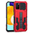 Coque Contour Silicone et Plastique Housse Etui Mat avec Support ZJ1 pour Samsung Galaxy A03s Rouge