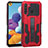 Coque Contour Silicone et Plastique Housse Etui Mat avec Support ZJ1 pour Samsung Galaxy A21 Rouge