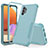 Coque Contour Silicone et Plastique Housse Etui Protection Integrale 360 Degres MQ1 pour Samsung Galaxy M32 5G Bleu Clair