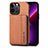 Coque Contour Silicone et Plastique Housse Etui Protection Integrale 360 Degres U05 pour Apple iPhone 13 Pro Max Marron