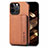 Coque Contour Silicone et Plastique Housse Etui Protection Integrale 360 Degres U05 pour Apple iPhone 14 Pro Max Marron