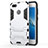 Coque Contour Silicone et Plastique Mat avec Support pour Huawei Y6 Pro (2017) Blanc