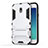 Coque Contour Silicone et Plastique Mat avec Support pour Samsung Galaxy J3 (2017) J330F DS Blanc