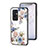 Coque Contour Silicone et Vitre Fleurs Miroir Etui Housse pour OnePlus 9 Pro 5G Blanc