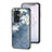 Coque Contour Silicone et Vitre Fleurs Miroir Etui Housse pour OnePlus 9 Pro 5G Bleu