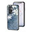 Coque Contour Silicone et Vitre Fleurs Miroir Etui Housse pour OnePlus 9RT 5G Bleu