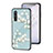 Coque Contour Silicone et Vitre Fleurs Miroir Etui Housse pour OnePlus Nord CE 5G Cyan