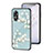 Coque Contour Silicone et Vitre Fleurs Miroir Etui Housse pour Oppo A17 Cyan