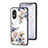 Coque Contour Silicone et Vitre Fleurs Miroir Etui Housse pour Oppo A17 Petit