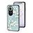 Coque Contour Silicone et Vitre Fleurs Miroir Etui Housse pour Oppo Reno11 5G Cyan