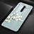 Coque Contour Silicone et Vitre Fleurs Miroir Etui Housse pour Oppo Reno2 Cyan