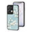 Coque Contour Silicone et Vitre Fleurs Miroir Etui Housse pour Oppo Reno8 Pro 5G Cyan