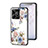 Coque Contour Silicone et Vitre Fleurs Miroir Etui Housse pour Realme C53 Blanc