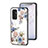 Coque Contour Silicone et Vitre Fleurs Miroir Etui Housse pour Samsung Galaxy F13 4G Blanc