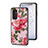 Coque Contour Silicone et Vitre Fleurs Miroir Etui Housse pour Samsung Galaxy F13 4G Rouge