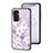 Coque Contour Silicone et Vitre Fleurs Miroir Etui Housse pour Samsung Galaxy F13 4G Violet Clair