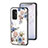 Coque Contour Silicone et Vitre Fleurs Miroir Etui Housse pour Samsung Galaxy M13 4G Blanc