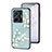 Coque Contour Silicone et Vitre Fleurs Miroir Etui Housse pour Vivo T1 5G Cyan