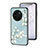 Coque Contour Silicone et Vitre Fleurs Miroir Etui Housse pour Vivo X90 Pro 5G Cyan