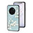 Coque Contour Silicone et Vitre Fleurs Miroir Etui Housse pour Vivo X90 Pro+ Plus 5G Cyan