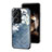 Coque Contour Silicone et Vitre Fleurs Miroir Etui Housse pour Xiaomi Redmi Note 13 Pro+ Plus 5G Bleu