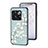 Coque Contour Silicone et Vitre Fleurs Miroir Etui Housse S01 pour OnePlus 10T 5G Cyan