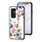 Coque Contour Silicone et Vitre Fleurs Miroir Etui Housse S01 pour OnePlus 9 Pro 5G Blanc