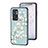 Coque Contour Silicone et Vitre Fleurs Miroir Etui Housse S01 pour OnePlus 9RT 5G Cyan