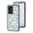 Coque Contour Silicone et Vitre Fleurs Miroir Etui Housse S01 pour OnePlus Nord 2T 5G Cyan