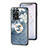 Coque Contour Silicone et Vitre Fleurs Miroir Etui Housse S01 pour OnePlus Nord N20 SE Bleu