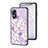 Coque Contour Silicone et Vitre Fleurs Miroir Etui Housse S01 pour Oppo A17 Violet Clair