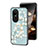 Coque Contour Silicone et Vitre Fleurs Miroir Etui Housse S01 pour Oppo Reno10 5G Cyan