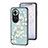 Coque Contour Silicone et Vitre Fleurs Miroir Etui Housse S01 pour Oppo Reno11 5G Cyan