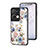 Coque Contour Silicone et Vitre Fleurs Miroir Etui Housse S01 pour Oppo Reno8 Pro 5G Blanc