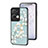 Coque Contour Silicone et Vitre Fleurs Miroir Etui Housse S01 pour Oppo Reno8 Pro 5G Cyan