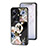 Coque Contour Silicone et Vitre Fleurs Miroir Etui Housse S01 pour Realme 10 Pro+ Plus 5G Noir