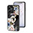 Coque Contour Silicone et Vitre Fleurs Miroir Etui Housse S01 pour Realme C53 India Noir