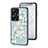 Coque Contour Silicone et Vitre Fleurs Miroir Etui Housse S01 pour Realme C55 Cyan