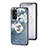 Coque Contour Silicone et Vitre Fleurs Miroir Etui Housse S01 pour Samsung Galaxy F13 4G Bleu